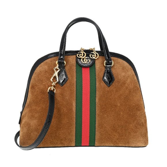 Gucci 524533 Ophidia Suede Top Handle Satchel Bag - Picture 1 of 11